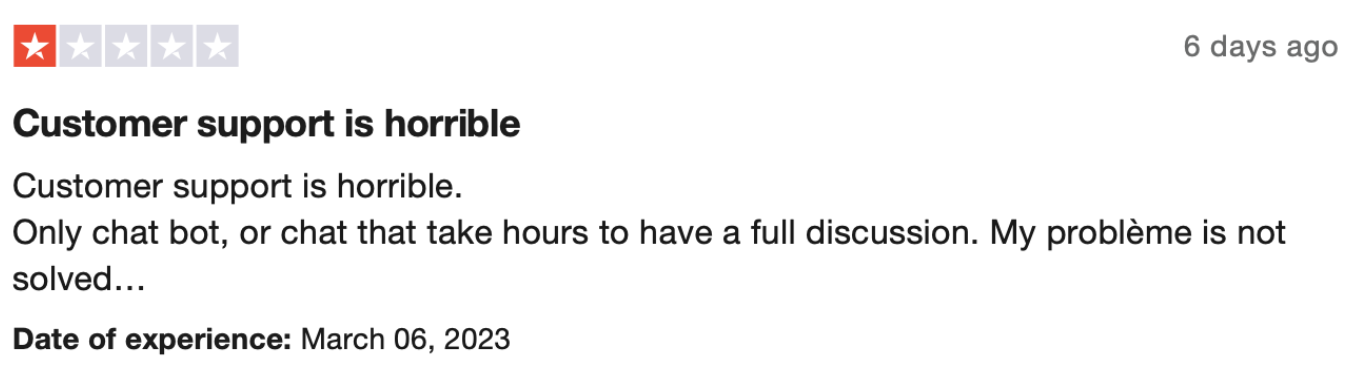 customer service feedback example